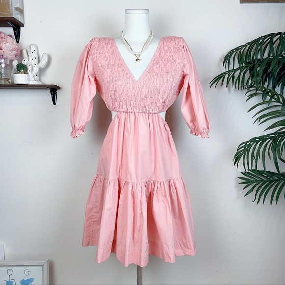 Lusana Brooke Cotton Mini Dress in Cameo Pink NWT Women Dress Size Small - Picture 2 of 10